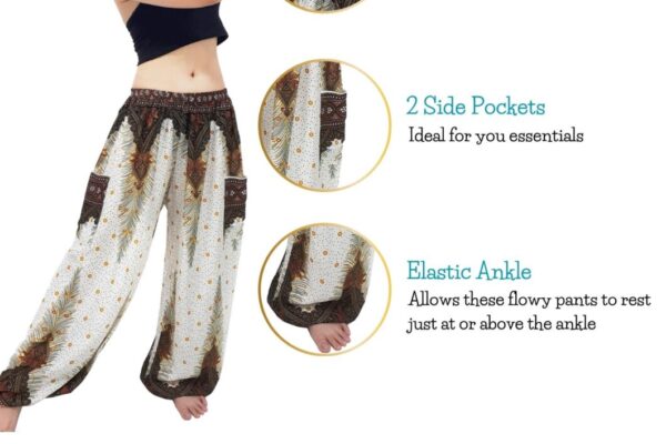 Rayon Harem Pants Elastic Waist with 2 Side Pockets HTE