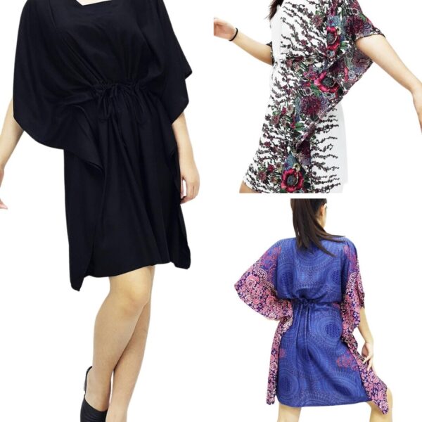 Rayon V Neck Short Kaftan Tunic Dress for Women KPS