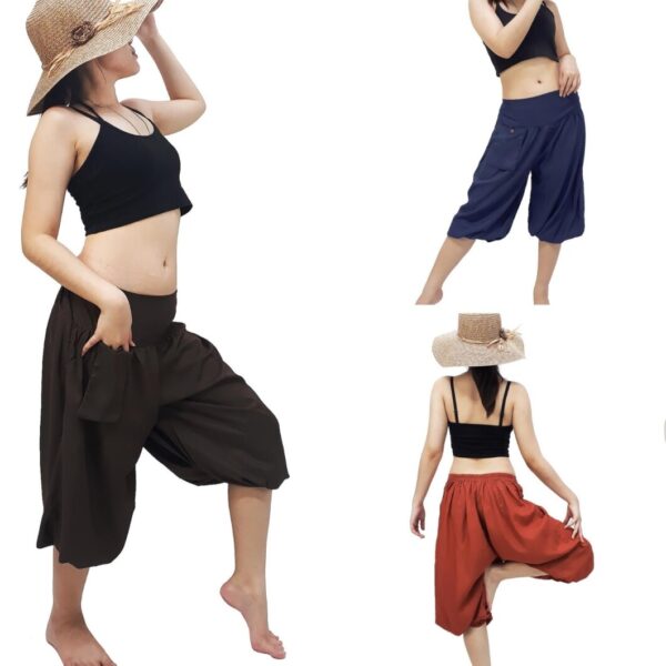 Rayon Capri Pants Half Elastic Waist and 1 Side Pocket for Women LRM