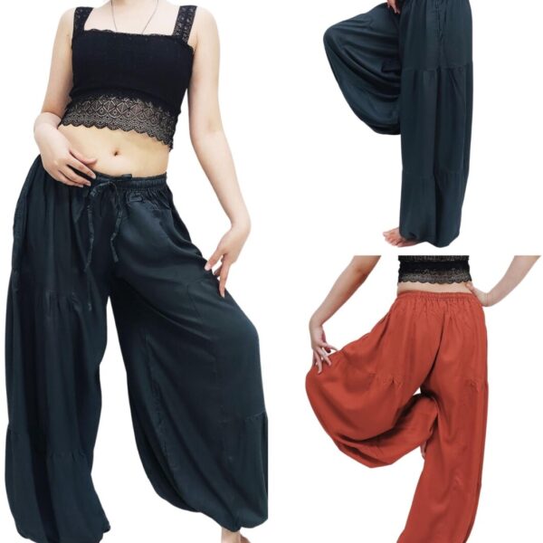 Rayon Long Trousers Elastic Waist with rope and 2 Side Pockets LRTP