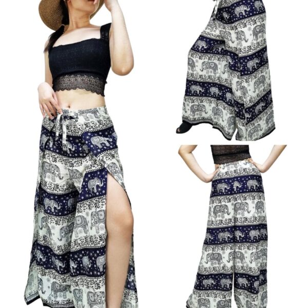Rayon Wide Leg Palazzo Wrap Pants with Tie Waist for Women PTTW