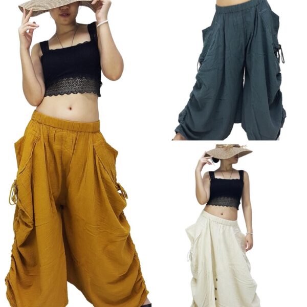 Convertible Salu Cotton Skirt & Palazzo Pants Elastic Waist for Women SSTDC