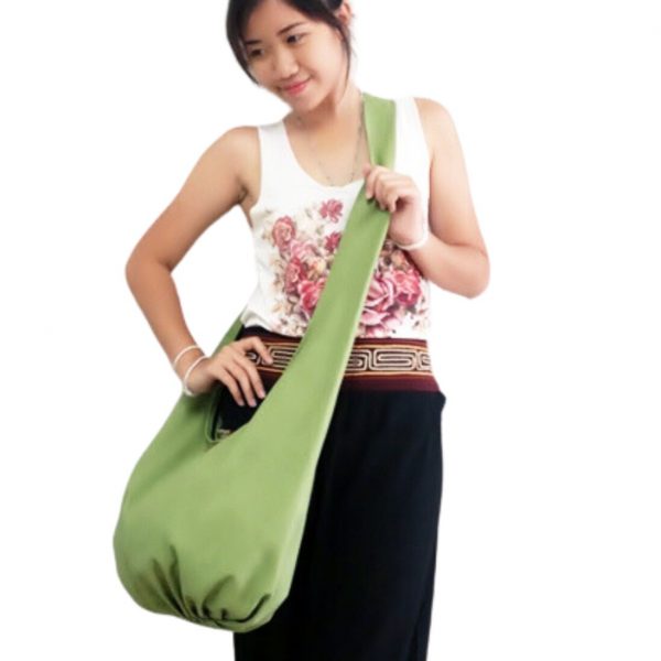 Pea Green Canvas Crossbody Bag