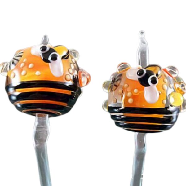 Pikalda: Handmade lampwork 2 beads pair Bee & Flower Yellow EARRING SRA