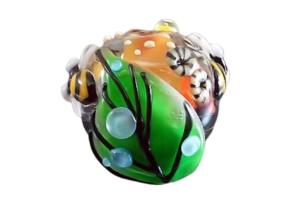 Pikalda:Handmade lampwork 1 glass bead--Bee--Yellow--SINGLE BEAD-SRA Bee & Leaf